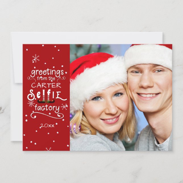 sELFie Greetings, Changeable Red, Frosted Overlay Holiday Card (Front)