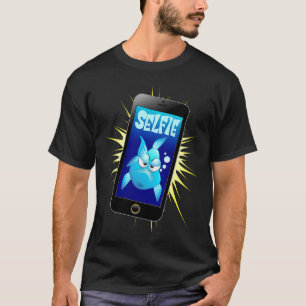 Selfie Grumpy Fish Cartoon on Smartphone T-Shirt