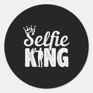 Selfie King - Smartphone Mobile Mirror Handsome  Classic Round Sticker