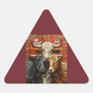 Selfie Lovers Cows Triangle Sticker