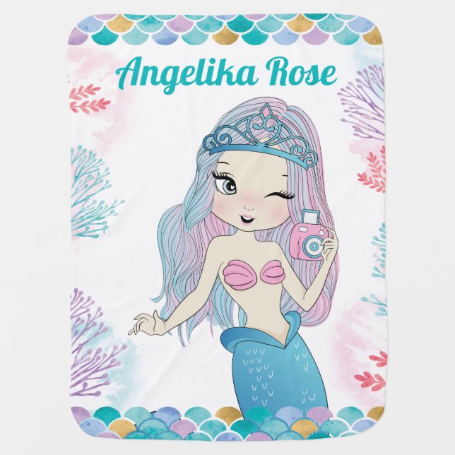 Selfie Mermaid Under the Sea Blanket for a Girl (Front)