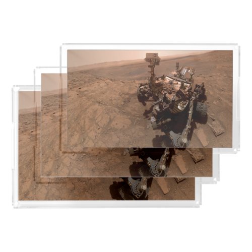 Selfie of Mars Curiosity Red Martian Landscape Acrylic Tray