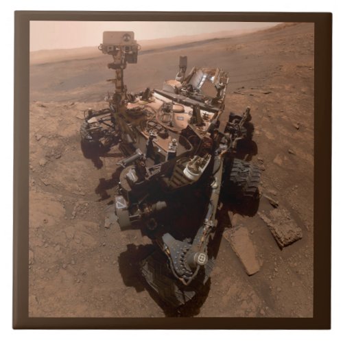 Selfie of Mars Curiosity Red Martian Landscape Ceramic Tile