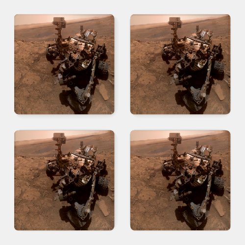 Selfie of Mars Curiosity Red Martian Landscape Coaster Set