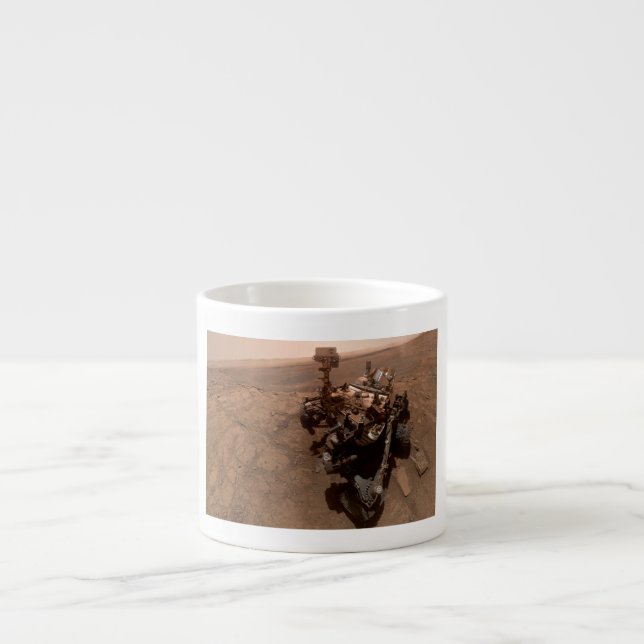 Selfie of Mars Curiosity Red Martian Landscape Espresso Cup (Front)