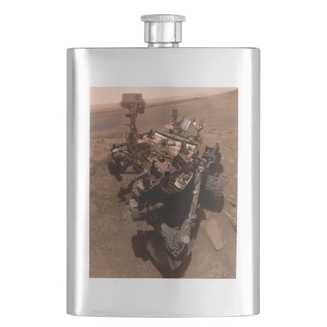 Selfie of Mars Curiosity Red Martian Landscape Flask (Front)