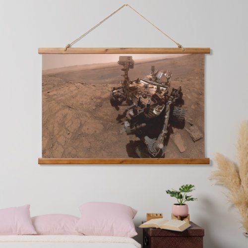 Selfie of Mars Curiosity Red Martian Landscape Hanging Tapestry