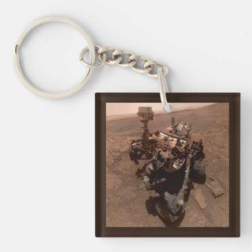Selfie of Mars Curiosity Red Martian Landscape Keychain