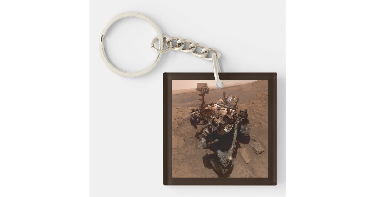 Selfie of Mars Curiosity Red Martian Landscape Keychain | Zazzle
