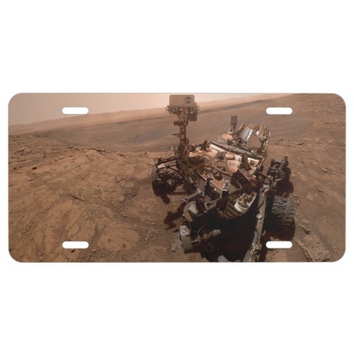 Selfie of Mars Curiosity Red Martian Landscape License Plate