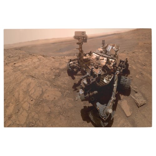 Selfie of Mars Curiosity Red Martian Landscape Metal Print