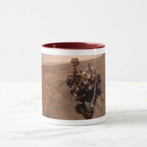 Selfie of Mars Curiosity Red Martian Landscape Mug