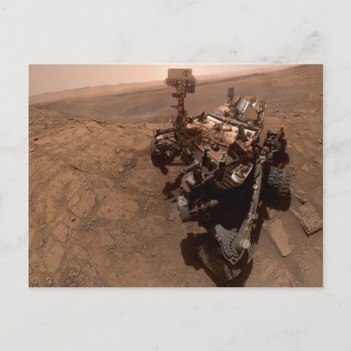 Selfie of Mars Curiosity Red Martian Landscape Postcard