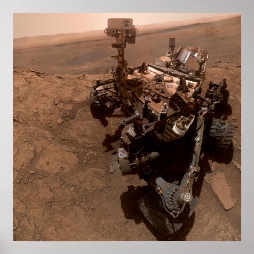 Selfie of Mars Curiosity Red Martian Landscape Poster