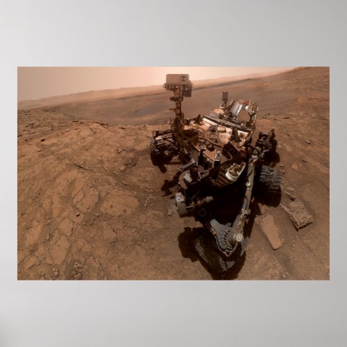 Selfie of Mars Curiosity Red Martian Landscape Poster