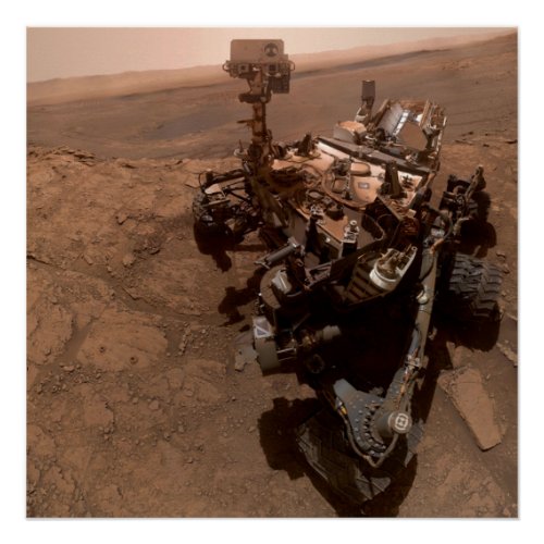 Selfie of Mars Curiosity Red Martian Landscape Poster