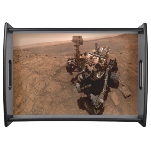 Selfie of Mars Curiosity Red Martian Landscape Serving Tray