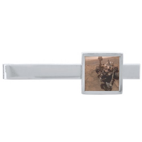 Selfie of Mars Curiosity Red Martian Landscape Silver Finish Tie Bar