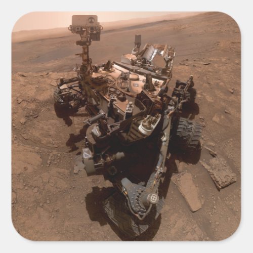 Selfie of Mars Curiosity Red Martian Landscape Square Sticker
