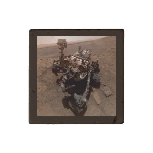 Selfie of Mars Curiosity Red Martian Landscape Stone Magnet
