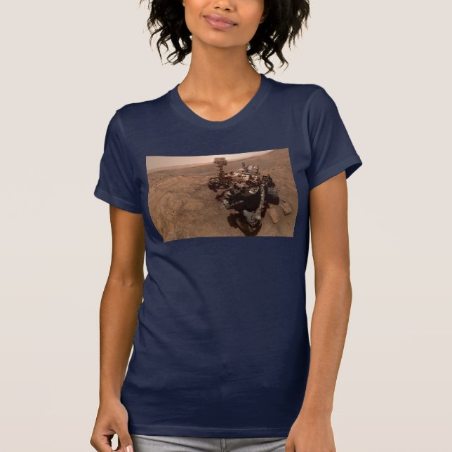 Selfie of Mars Curiosity Red Martian Landscape T-Shirt (Front)