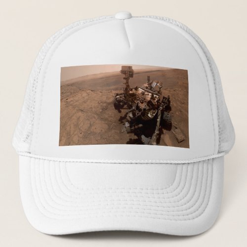 Selfie of Mars Curiosity Red Martian Landscape Trucker Hat