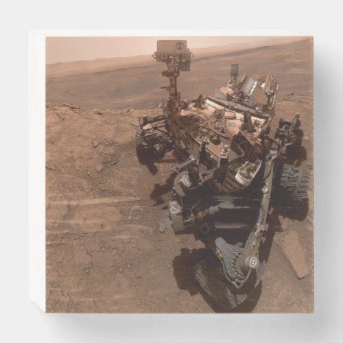 Selfie of Mars Curiosity Red Martian Landscape Wooden Box Sign