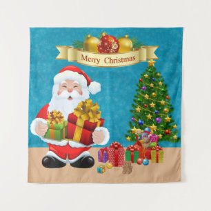 Selfie Photo Christmas Santa Tree Kids Backdrop