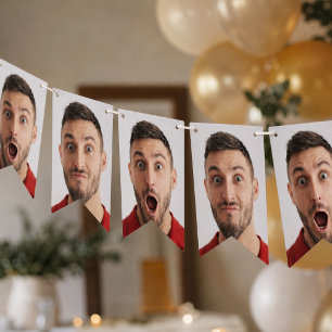 Selfie Photo Upload   Your Face Fun Party Bunting Flags