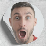 Selfie Photo Upload | Your Face Fun Party Classic Round Sticker<br><div class="desc">A fun template to upload your photo for super fun party decor or birthday gift! Simply add your photo to make your own custom bespoke design for any party,  celebration or special occasion!</div>