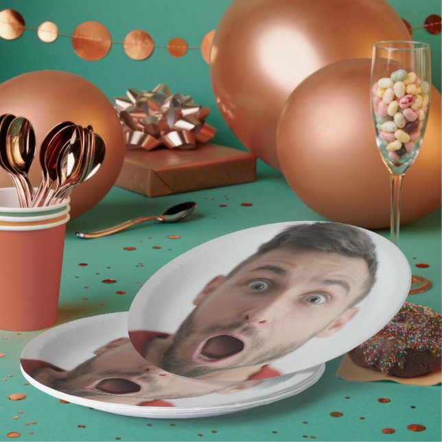 Selfie Photo Upload | Your Face Fun Party Paper Plates (Multi)