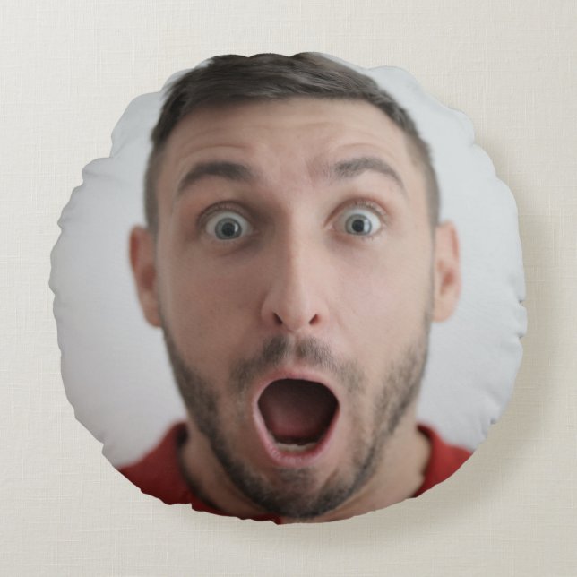 Selfie Photo Upload | Your Face Fun Party Round Pillow (Front)
