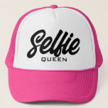 Selfie Queen Funny Pink Trucker Hat<br><div class="desc">Selfie Queen Funny Pink Trucker Hat for women and girls. Custom pink baseball cap for those who love talking pictures. Stylish hand lettering design. Available in other cool colors too. Fun Birthday gift idea for friends,  family,  teen,  teenager,  sister,  girlfriend etc.</div>