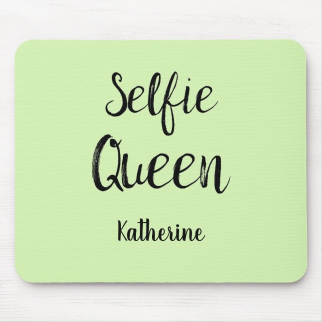 Selfie Queen Name Personalized Apple Lime Green Mouse Pad (Front)