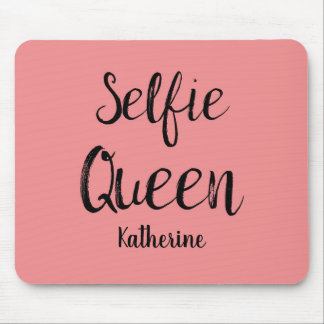 Selfie Queen Name Personalized Coral Orange Mouse Pad