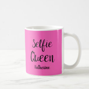 Selfie Queen Name Personalized Fuchsia Hot Pink Coffee Mug