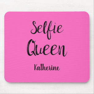 Selfie Queen Name Personalized Fuchsia Hot Pink Mouse Pad