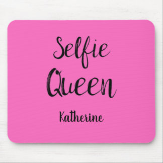 Selfie Queen Name Personalized Fuchsia Hot Pink Mouse Pad
