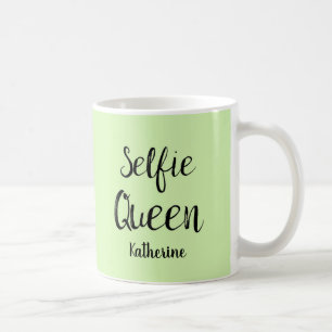 Selfie Queen Name Personalized Lime Green Coffee Mug