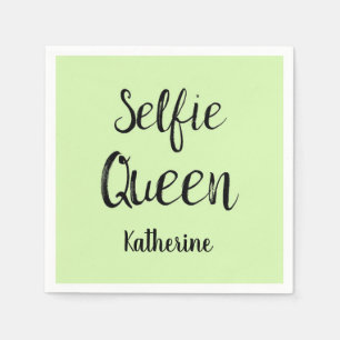 Selfie Queen Name Personalized Lime Green Napkins