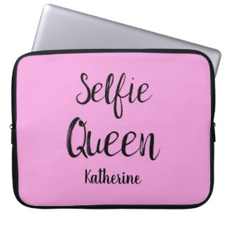 Selfie Queen Name Personalized Pink Laptop Sleeve