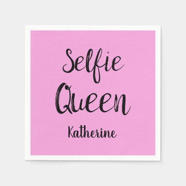 Selfie Queen Name Personalized Pink Napkins (Front)