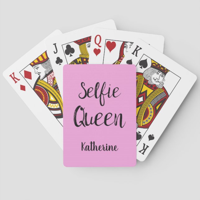 Selfie Queen Name Personalized Pink Poker Cards (Back)