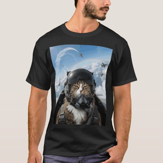 Selfie Squad Cat Funny Fighter Pilot Meme Kitty Ge T-Shirt (Front)