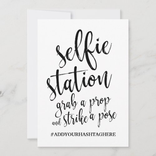 Selfie Station Black and White Affordable Sign Invitation