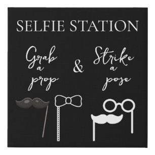 Selfie Station Grab a Prop & Strike a Pose   Faux Canvas Print