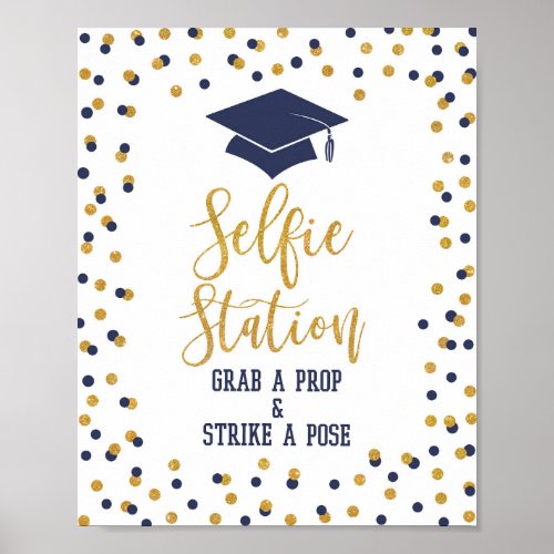 Selfie Station Navy Graduation Party Sign