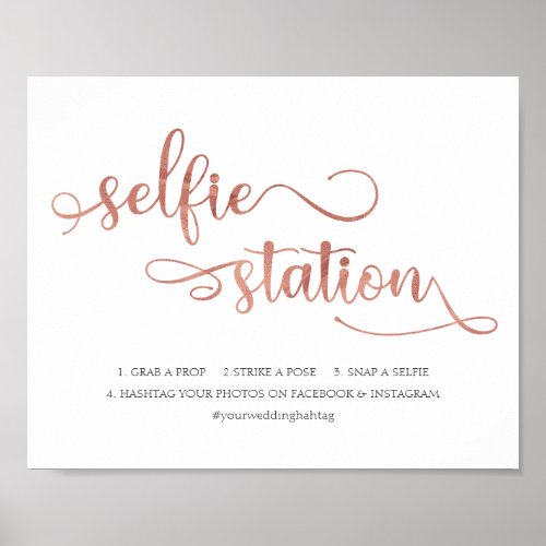 Selfie Station rose gold Trendy Wedding Sign