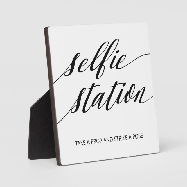 Selfie Station sign Tabletop Plaque with Easel (Front)