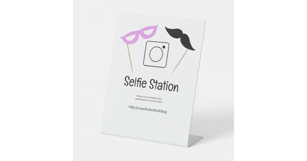 Selfie Station Table Top Photo Booth Pedestal Sign Zazzle